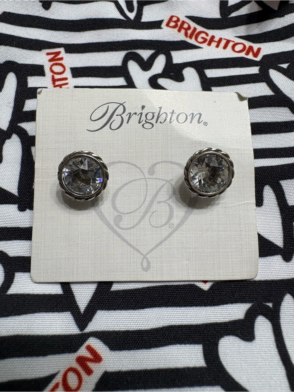 Brighton Silver-Tone Clear Crystal Stud Earrings - Silver